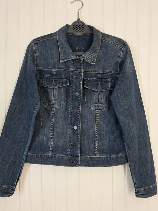Kut From The Kloth Classic Washed Blue Denim Jacket Size L - Picture 2 of 10